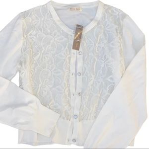 Luxxe Lane Lace Knit Button Down Cardigan Sweater